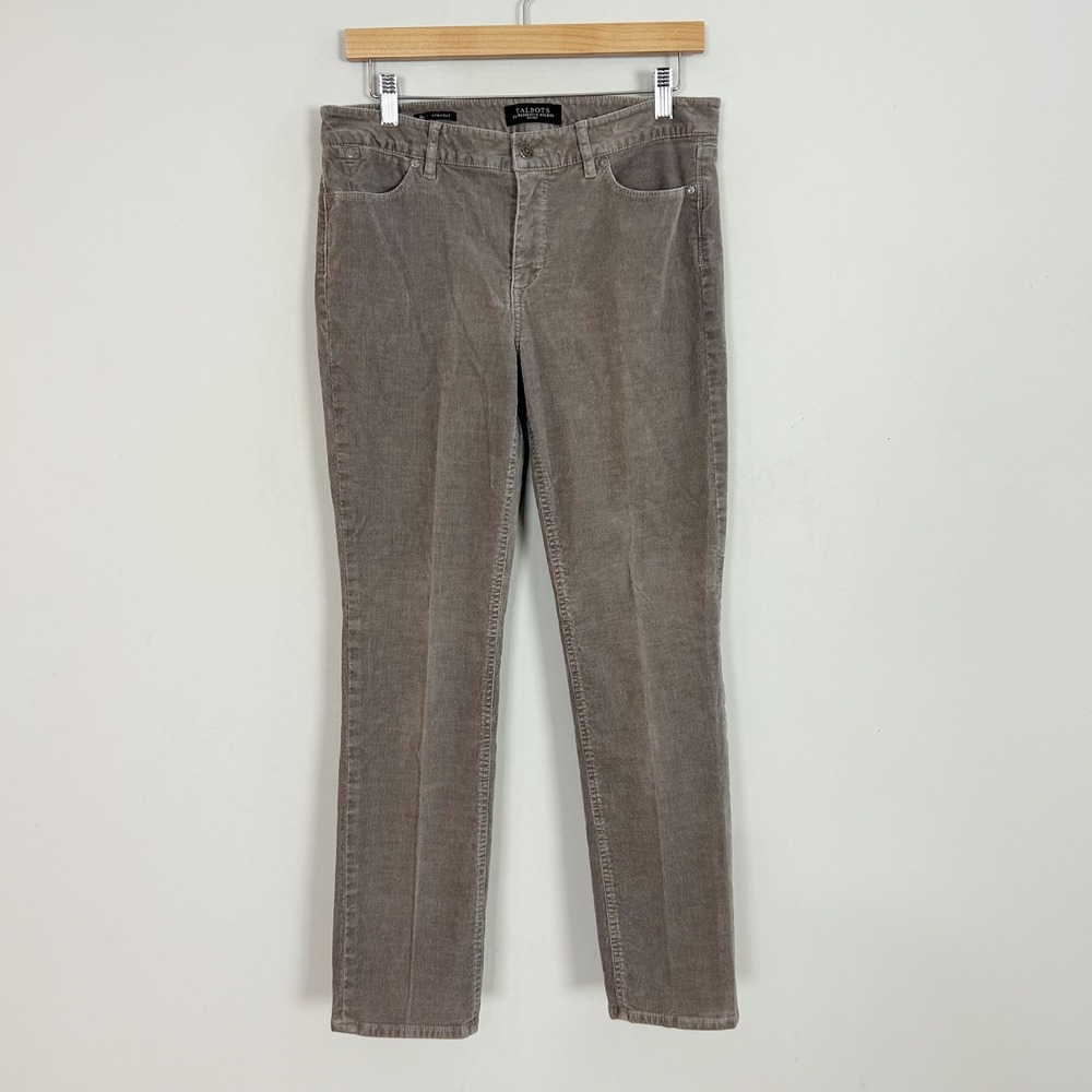 Talbots Pants Gray Corduroy Flawless Straight Leg Size 8 Petite Women's